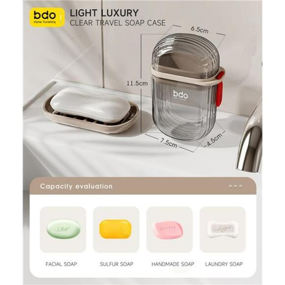 Leakproof Travel Soap Case with Lid Portable Bar Soap Holder for Shower Gym - Picture 5 of 7